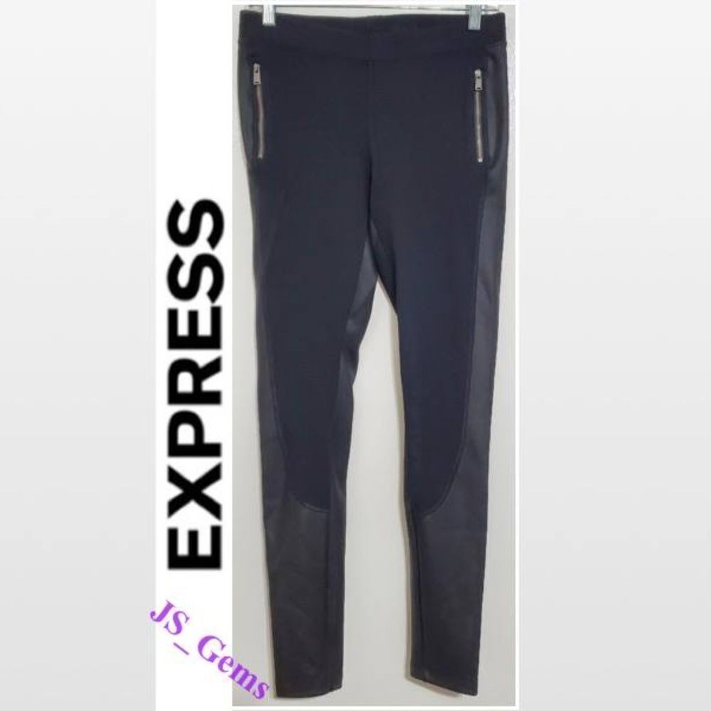 Express Leggings Womens Small Black Faux Leather Ankle Pants Stretchy Goth Punk
